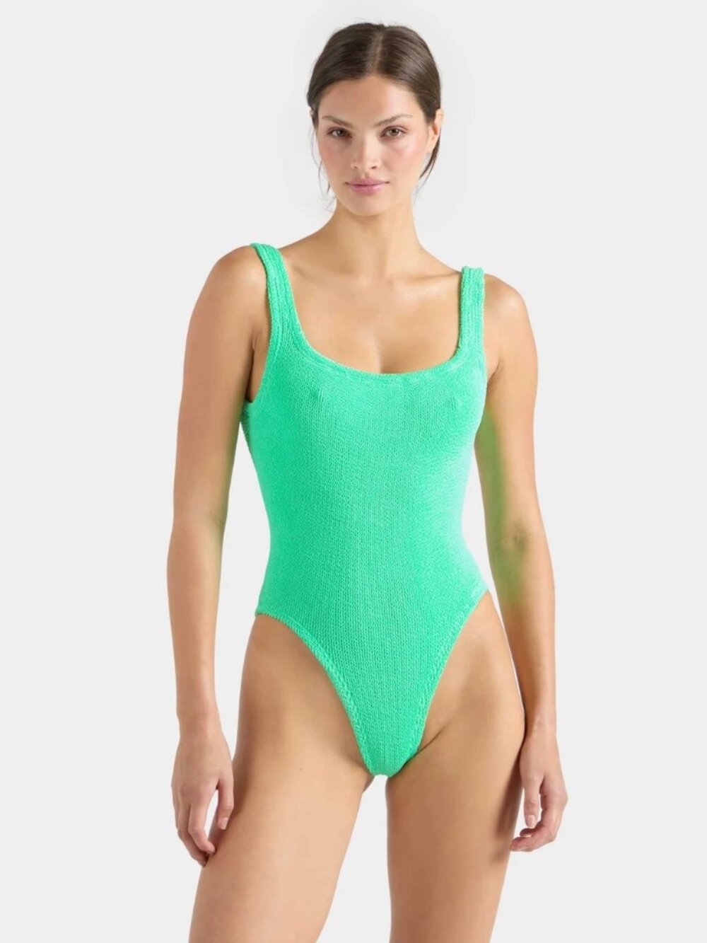 Hunza G Neon Green Textured One-Piece Swimsuit